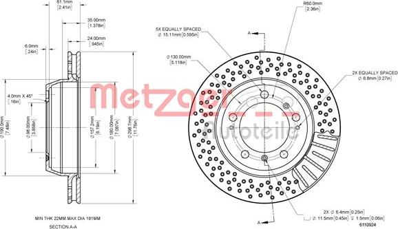 Metzger 6110924 - Тормозной диск autospares.lv