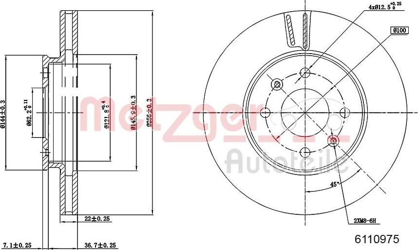 Metzger 6110975 - Тормозной диск autospares.lv
