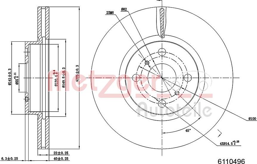 Metzger 6110496 - Тормозной диск autospares.lv