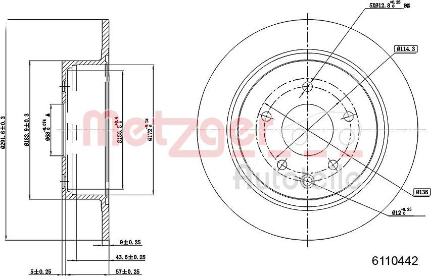 Metzger 6110442 - Тормозной диск autospares.lv