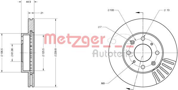 Metzger 6110454 - Тормозной диск autospares.lv