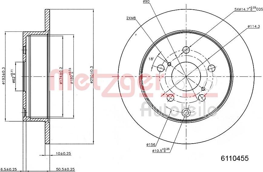 Metzger 6110455 - Тормозной диск autospares.lv