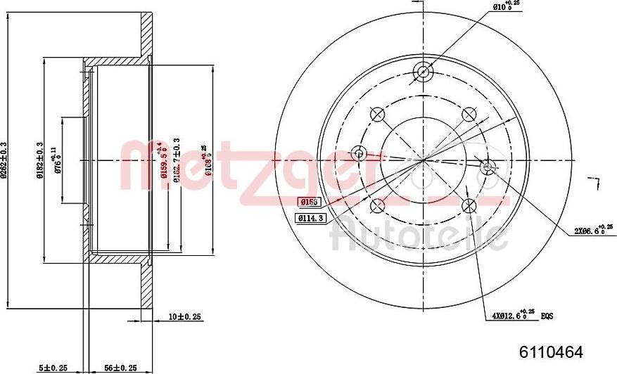 Metzger 6110464 - Тормозной диск autospares.lv