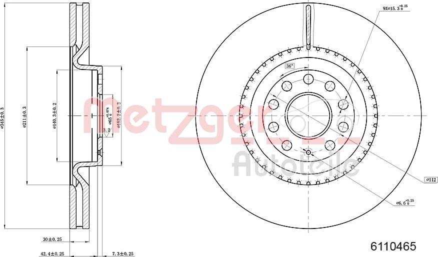 Metzger 6110465 - Тормозной диск autospares.lv
