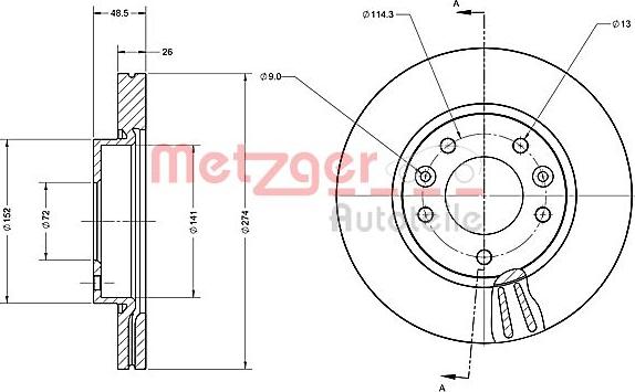 Metzger 6110466 - Тормозной диск autospares.lv