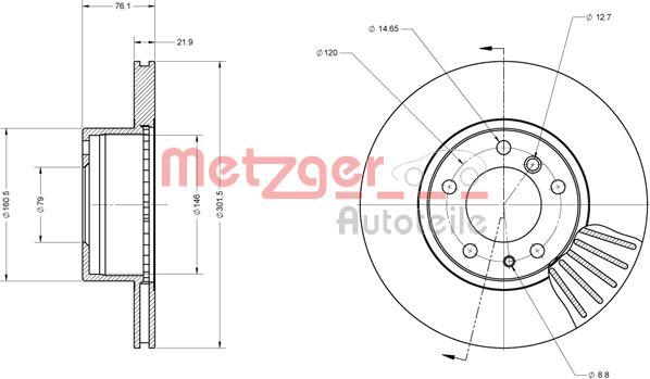 Metzger 6110461 - Тормозной диск autospares.lv