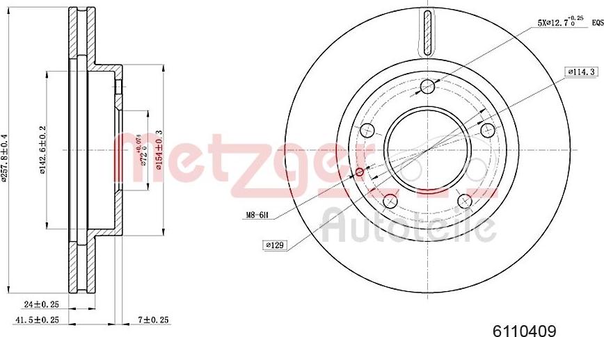 Metzger 6110409 - Тормозной диск autospares.lv