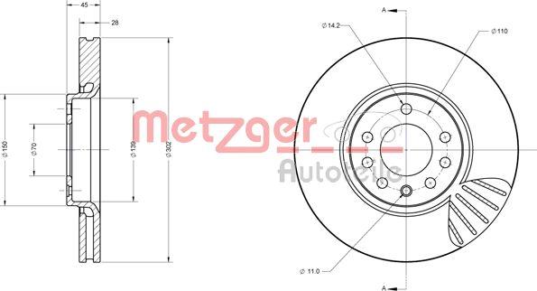 Metzger 6110404 - Тормозной диск autospares.lv