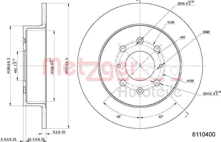 Metzger 6110400 - Тормозной диск autospares.lv