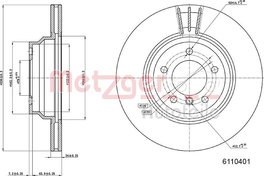 Metzger 6110401 - Тормозной диск autospares.lv