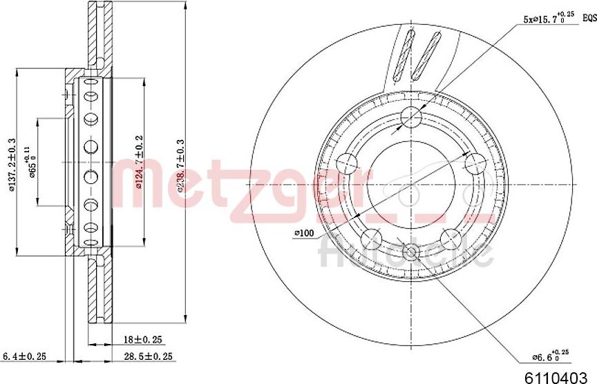 Metzger 6110403 - Тормозной диск autospares.lv