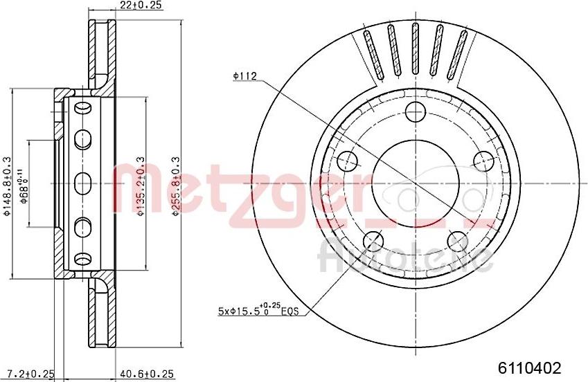 Metzger 6110402 - Тормозной диск autospares.lv