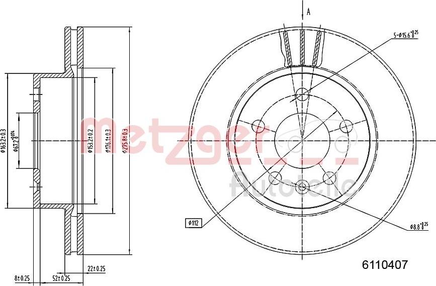 Metzger 6110407 - Тормозной диск autospares.lv