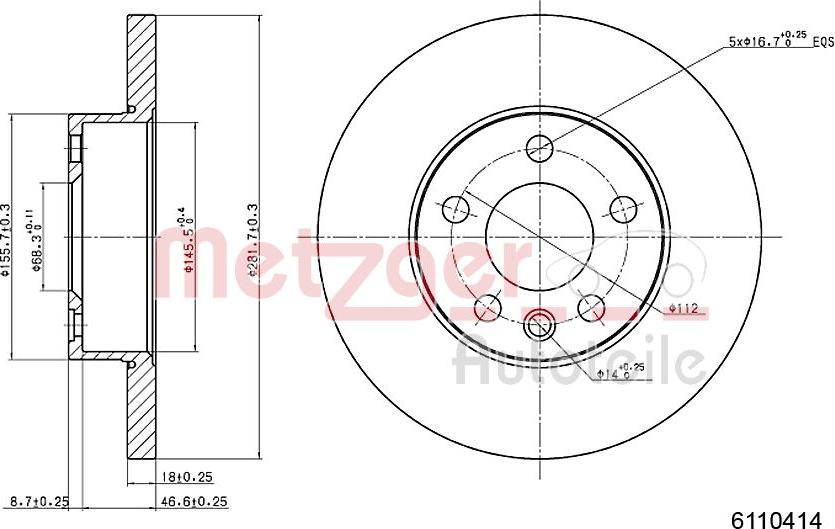 Metzger 6110414 - Тормозной диск autospares.lv