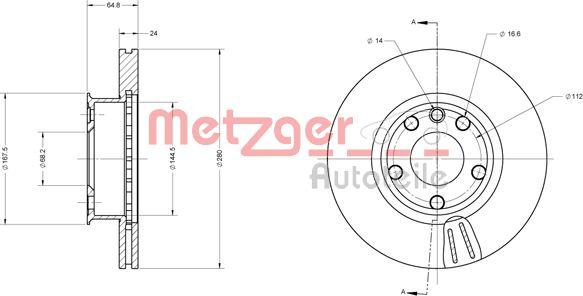 Metzger 6110484 - Тормозной диск autospares.lv