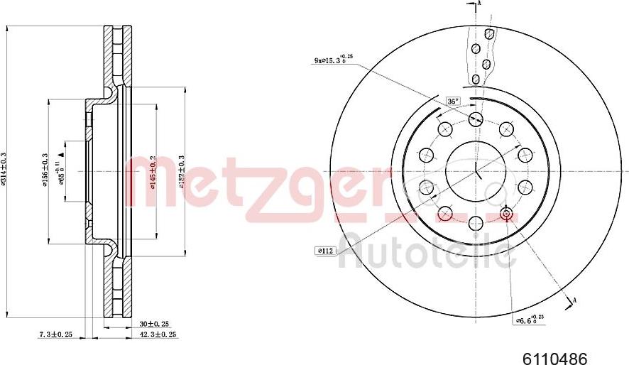 Metzger 6110486 - Тормозной диск autospares.lv