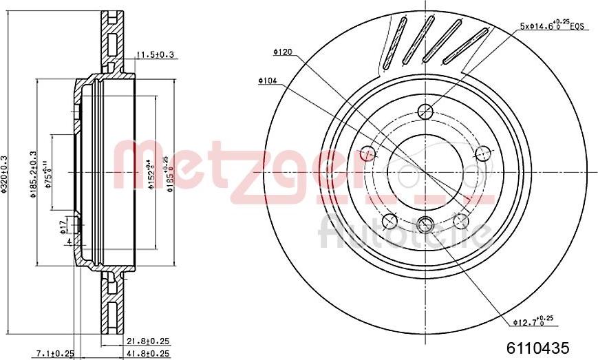 Metzger 6110435 - Тормозной диск autospares.lv