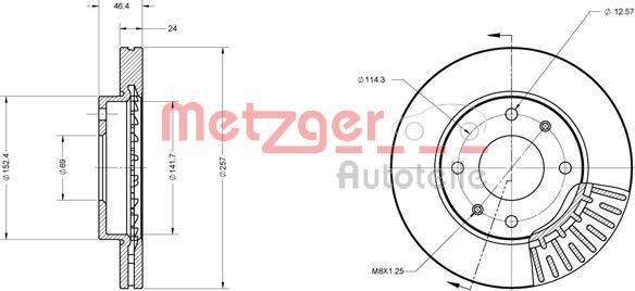 Metzger 6110433 - Тормозной диск autospares.lv