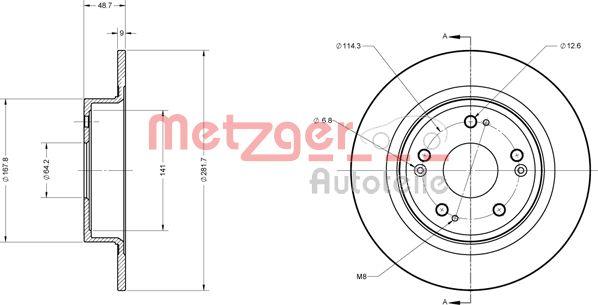 Metzger 6110426 - Тормозной диск autospares.lv