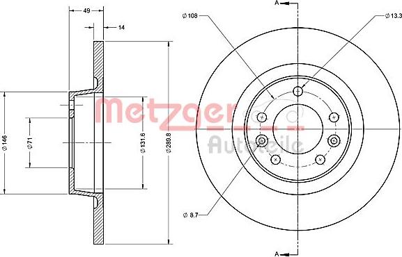 Metzger 6110422 - Тормозной диск autospares.lv