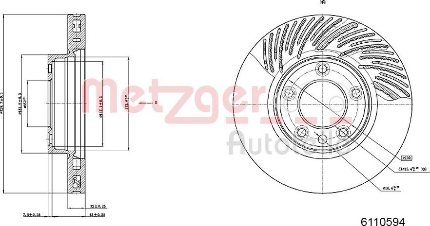 Metzger 6110594 - Тормозной диск autospares.lv
