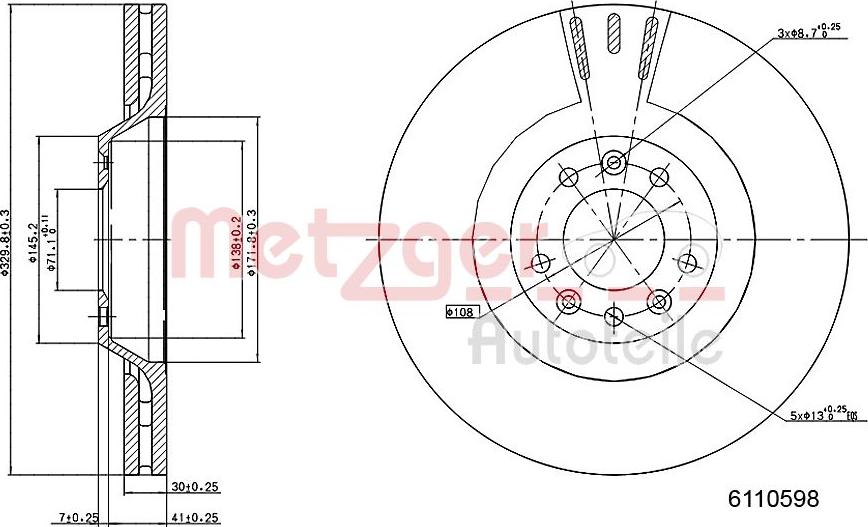 Metzger 6110598 - Тормозной диск autospares.lv