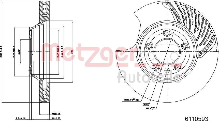 Metzger 6110593 - Тормозной диск autospares.lv