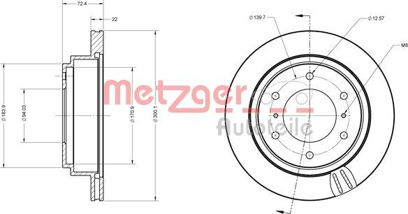 Metzger 6110549 - Тормозной диск autospares.lv