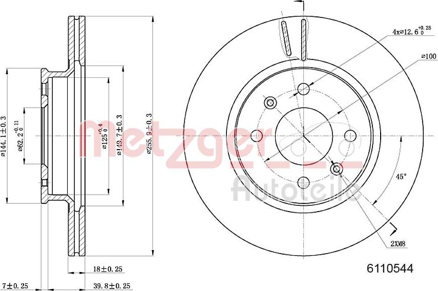 Metzger 6110544 - Тормозной диск autospares.lv