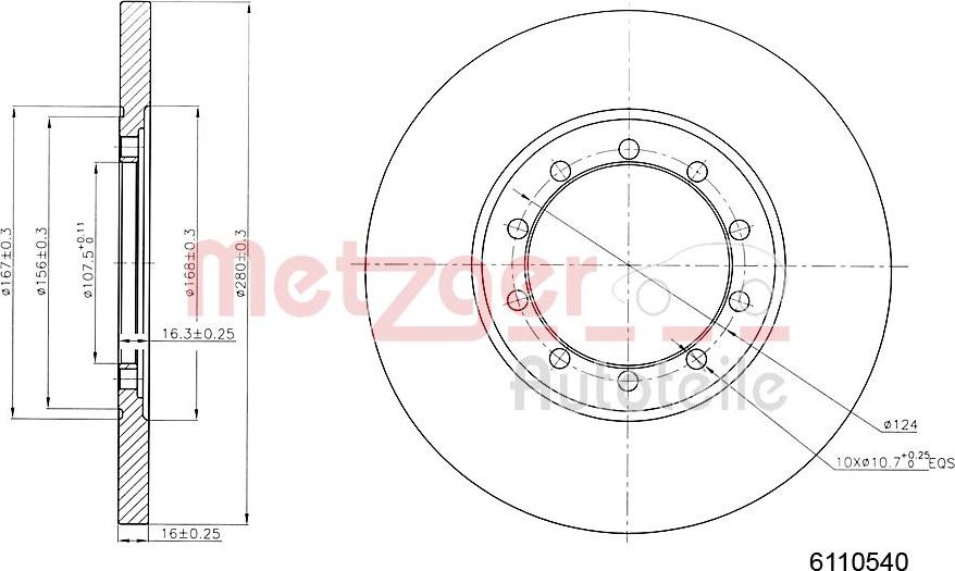 Metzger 6110540 - Тормозной диск autospares.lv