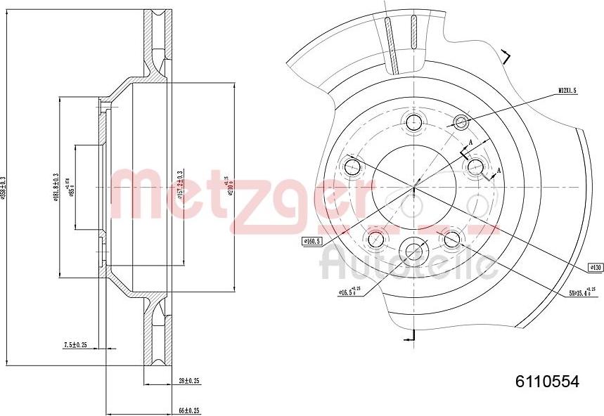 Metzger 6110554 - Тормозной диск autospares.lv