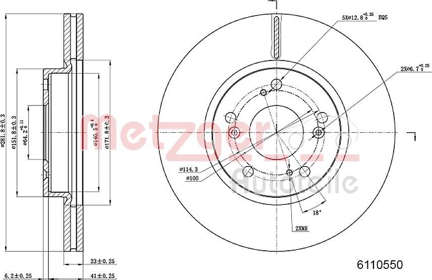 Metzger 6110550 - Тормозной диск autospares.lv