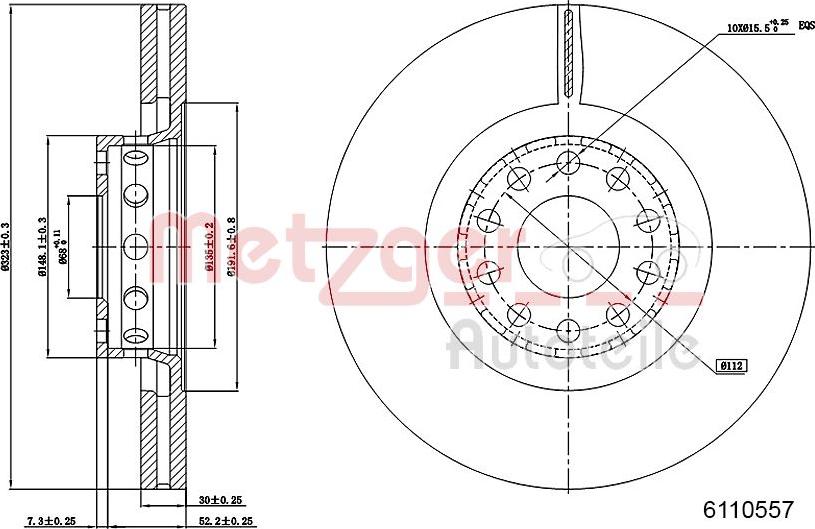 Metzger 6110557 - Тормозной диск autospares.lv