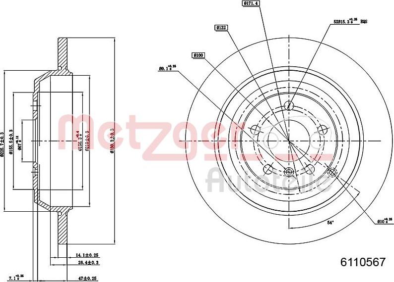 Metzger 6110567 - Тормозной диск autospares.lv