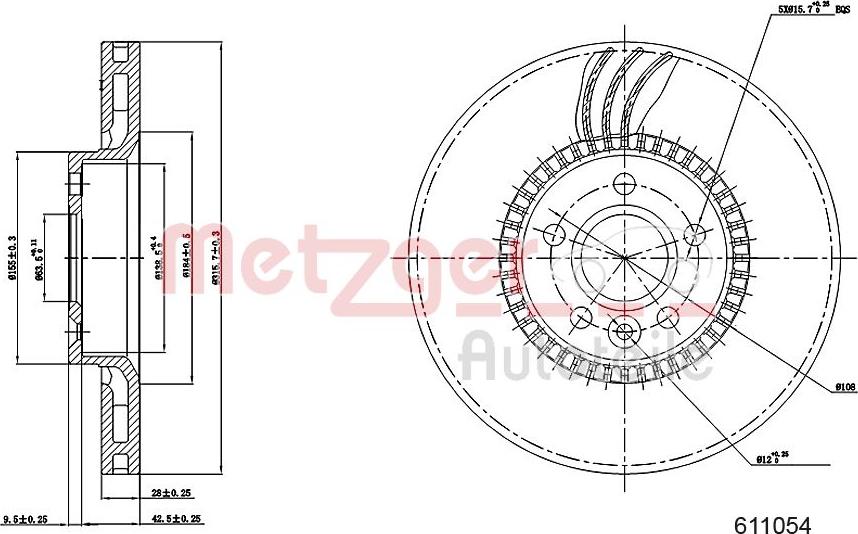 Metzger 6110504 - Тормозной диск autospares.lv