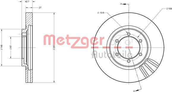 Metzger 6110508 - Тормозной диск autospares.lv