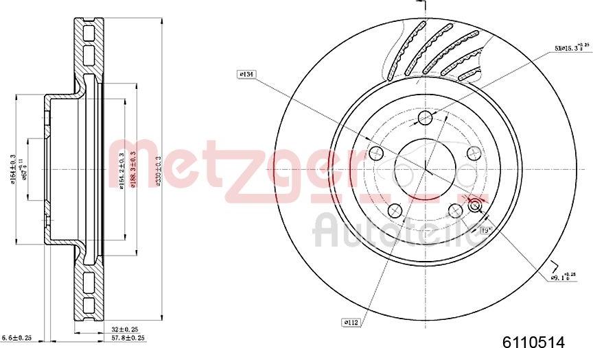 Metzger 6110514 - Тормозной диск autospares.lv