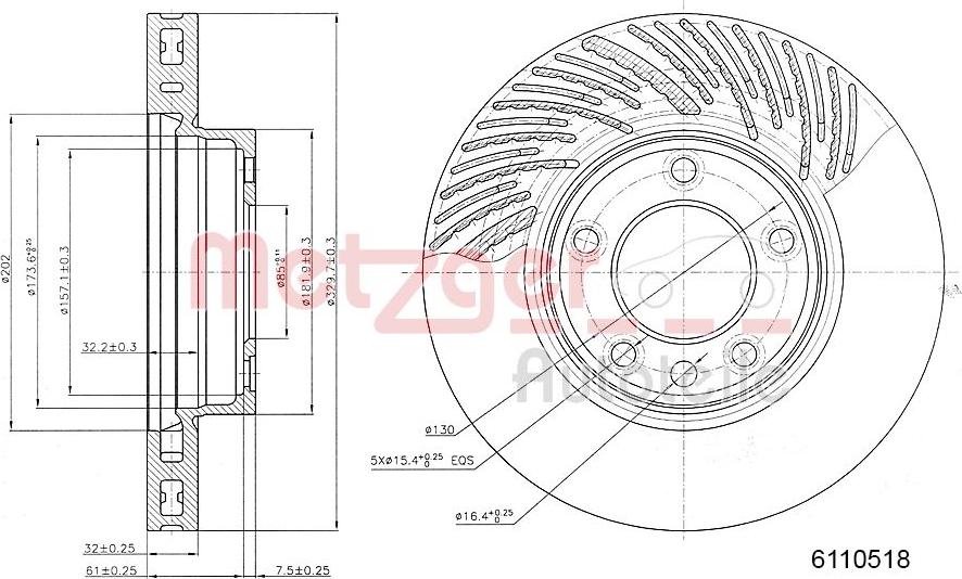 Metzger 6110518 - Тормозной диск autospares.lv