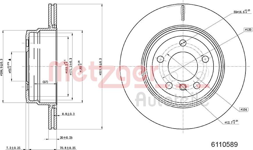 Metzger 6110589 - Тормозной диск autospares.lv