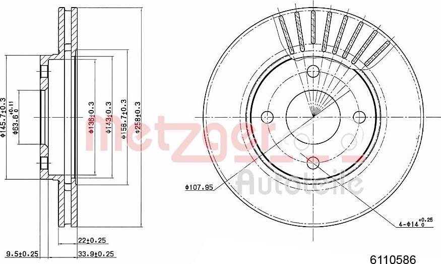 Metzger 6110586 - Тормозной диск autospares.lv