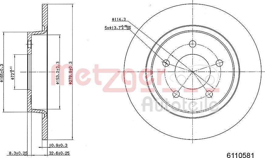 Metzger 6110581 - Тормозной диск autospares.lv