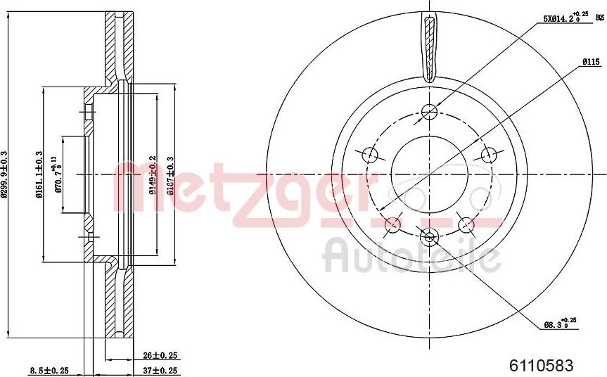 Metzger 6110583 - Тормозной диск autospares.lv