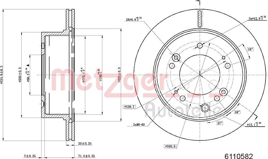 Metzger 6110582 - Тормозной диск autospares.lv