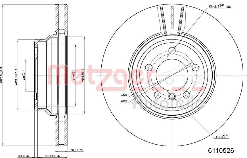 Metzger 6110526 - Тормозной диск autospares.lv