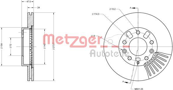 Metzger 6110523 - Тормозной диск autospares.lv