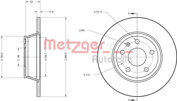 Metzger 6110574 - Тормозной диск autospares.lv