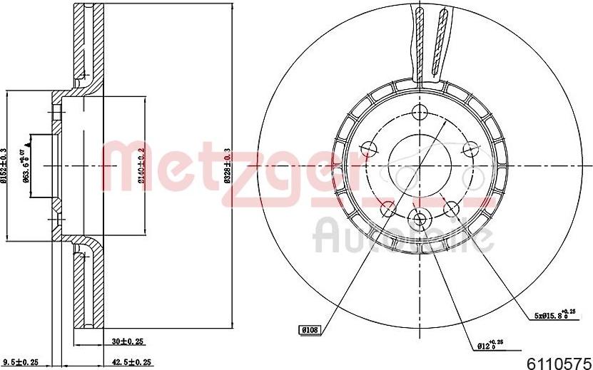 Metzger 6110575 - Тормозной диск autospares.lv