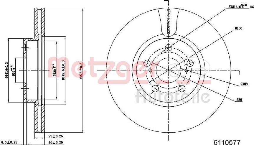 Metzger 6110577 - Тормозной диск autospares.lv