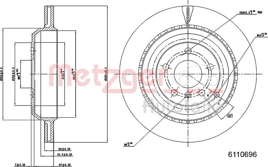 Metzger 6110696 - Тормозной диск autospares.lv