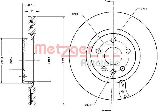 Metzger 6110698 - Тормозной диск autospares.lv